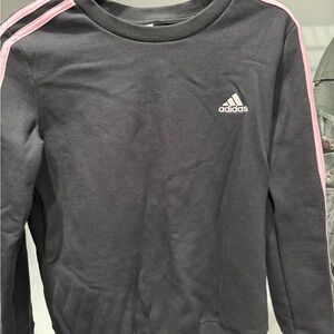 Adidas Black and Pink Long Sleeve Top